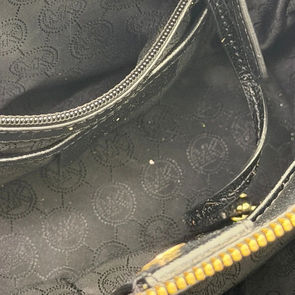 Michael Kors Leather‎ Satchel Handbag Black Gold Hardware Classic Divider